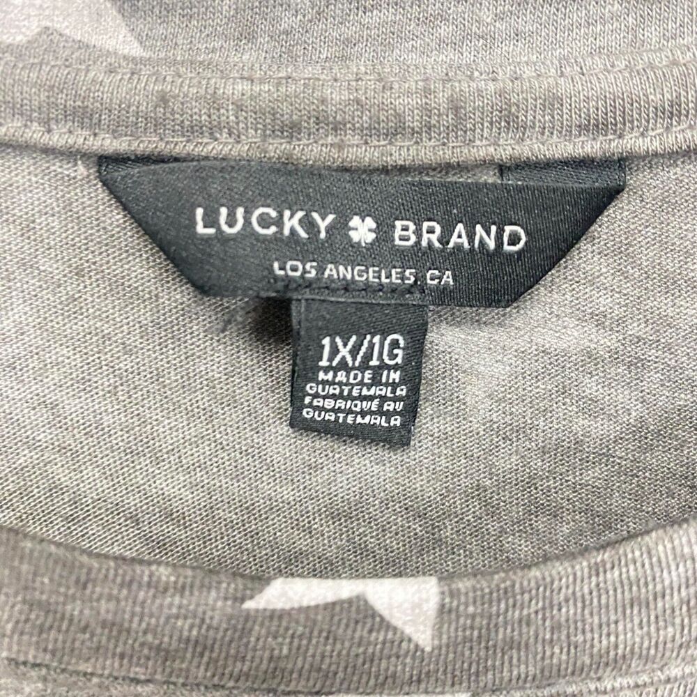 Lucky Brand Women's Short Sleeve shirt Gray White Star Print Plus size 1X - Picture 4 of 7